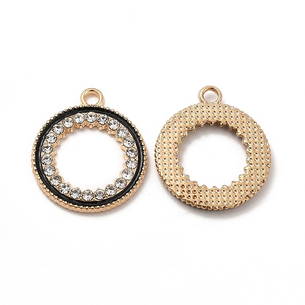 

PandaHall Alloy Enamel Pendants, with Crystal Rhinestone, Round Ring Charm, Light Gold, 21x18x2mm, Hole: 2mm Alloy Rhinestone+Enamel Ring..., Black