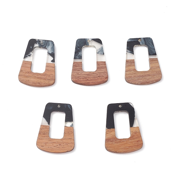 

PandaHall Resin & Walnut Wood Pendants, Two Tone Geometric Charms, Trapezoid, 37.5x27x3mm, Hole: 2mm Wood Trapezoid