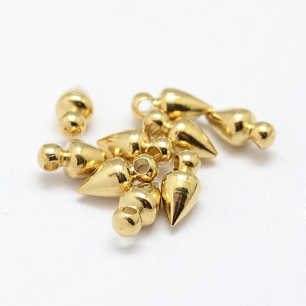 

PandaHall Brass Charms, Cone/Spike, Nickel Free, Raw(Unplated), 9x4.5mm, Hole: 2mm Brass Cone
