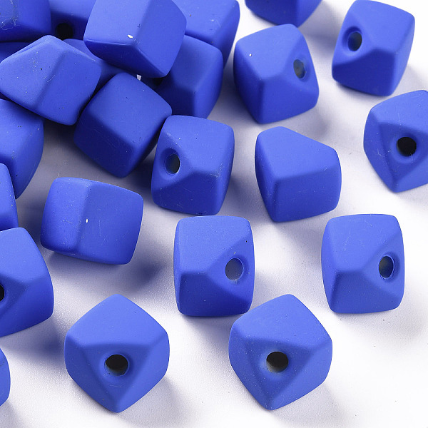 

PandaHall Acrylic Beads, Rubberized Style, Half Drilled, Gap Cube, Royal Blue, 13.5x13.5x13.5mm, Hole: 3.5mm Acrylic Cube