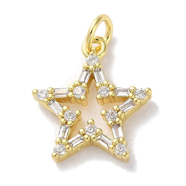 

PandaHall Rack Plating Brass Micro Pave Cubic Zirconia Pendants, Long-Lasting Plated, Lead Free & Cadmium Free, Star, Real 18K Gold Plated..., Clear