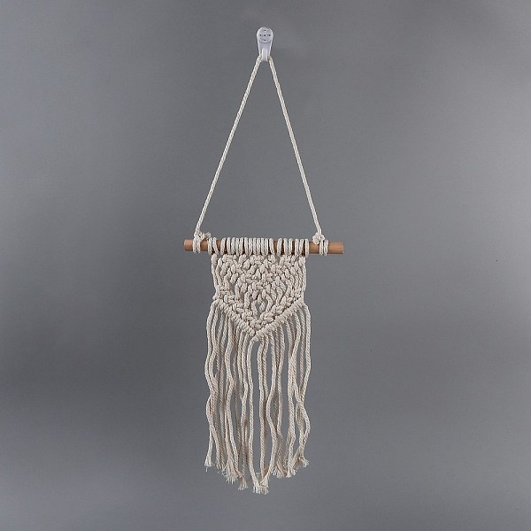 

PandaHall Cotton Cord Macrame Woven Wall Hanging, with Plastic Non-Trace Wall Hooks, for Nursery and Home Decoration, Floral White...