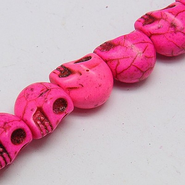 

PandaHall Synthetic Turquoise Beads Strands, Dyed, Skull, Deep Pink, 12x10x11mm, Hole: 1mm, about 506pcs/1000g Synthetic Turquoise Skull...