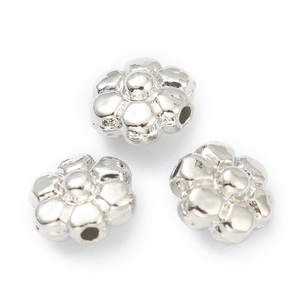 PandaHall Alloy Beads, Cadmium Free & Lead Free, Flower, Real Platinum Plated, 6.5x6.5x4mm, Hole: 1mm Alloy Flower