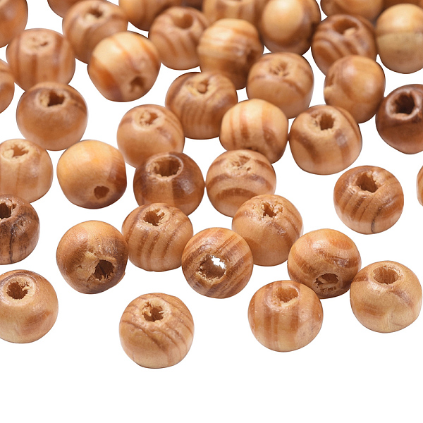 

PandaHall Undyed Natural Wood Beads, Lead Free, Round, Peru, 6~7x4~5mm, Hole: 2mm Wood Round Brown
