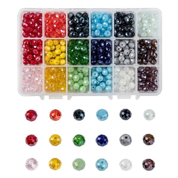 

PandaHall Electroplate Glass Beads, Pearl Luster Plated, Faceted, Rondelle, Mixed Color, 8x6mm, Hole: 1mm, 18colors, 30pcs/color, 540pcs/box..., Multicolor