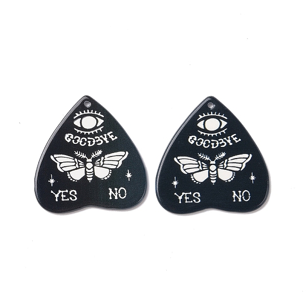 

PandaHall Halloween Printed Acrylic Pendants, Heart with Butterfly and Word Yes & No, Heart Pattern, 42.5x40.5x2.4mm, Hole: 1.8mm Acrylic..., Black