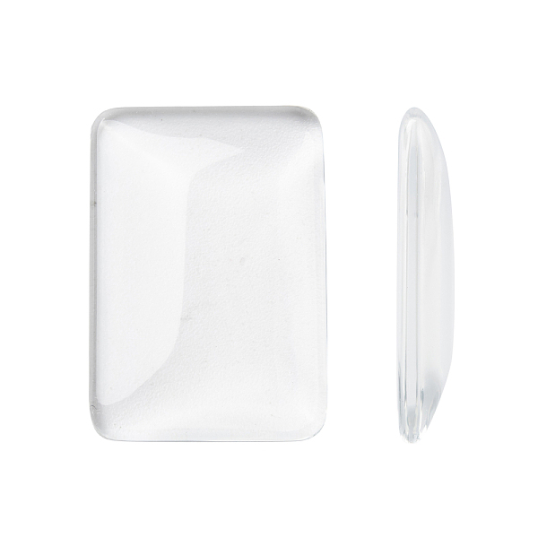 

PandaHall Transparent Rectangle Glass Cabochons, Clear, 33x23x5~6.5mm Glass Rectangle Clear