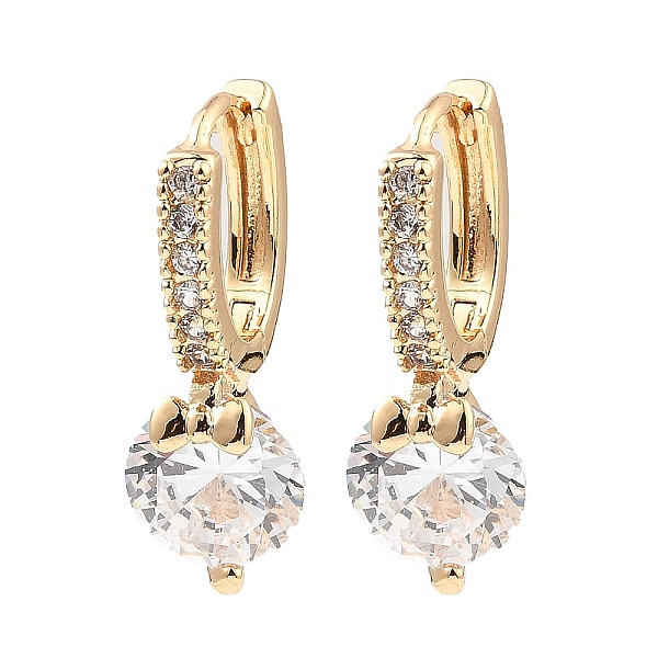 

PandaHall Brass with Cubic Zirconia Dangle Hoop Earrings, Flat Round, Light Gold, 22x8mm Cubic Zirconia Flat Round Clear