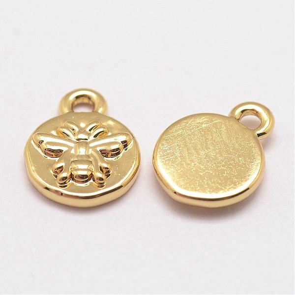 

PandaHall Brass Charms, Cadmium Free & Nickel Free & Lead Free, Flat Round with Bee, Real 18K Gold Plated, 10x8x1.5mm, Hole: 1mm Brass Flat...