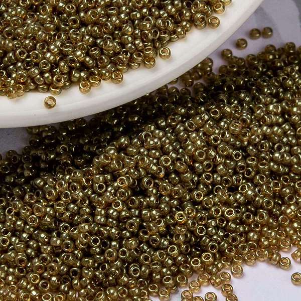 

PandaHall MIYUKI Round Rocailles Beads, Japanese Seed Beads, 15/0, (RR311) Topaz Gold Luster, 1.5mm, Hole: 0.7mm, about 5555pcs/10g Glass..., Brown