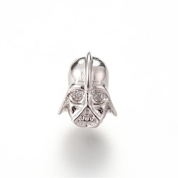 

PandaHall Brass Micro Pave Cubic Zirconia Beads, Skull, Platinum, 12x10x11.5mm, Hole: 2mm Brass+Cubic Zirconia Skull