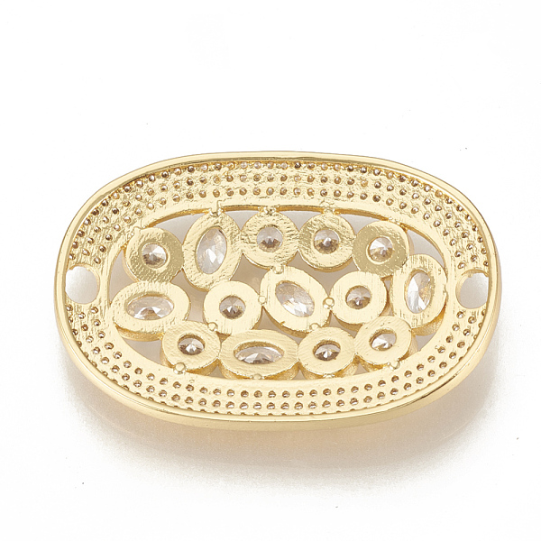 

PandaHall Brass Micro Pave Cubic Zirconia Links, Oval, Clear, Golden, 40x26x5mm, Hole: 3mm Brass+Cubic Zirconia Oval Clear