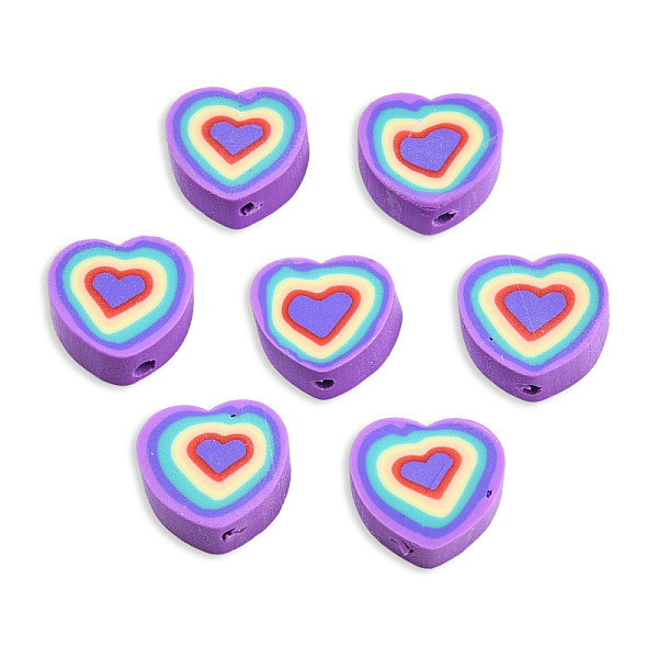 

PandaHall Handmade Polymer Clay Beads, Heart, Blue Violet, 8~10x9~10.5x4~5mm, Hole: 1.2mm Polymer Clay Heart