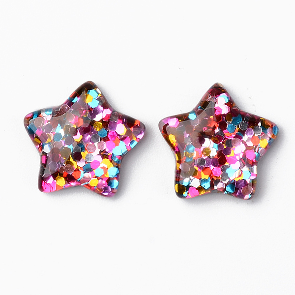 

PandaHall Transparent Resin Cabochons, with Pailette/Sequins, Star, Colorful, 15x16x4.5mm Resin Star