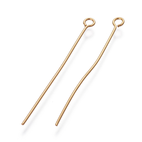 

PandaHall 304 Stainless Steel Eye Pins, Golden, 40x0.7mm, Hole: 2mm 304 Stainless Steel