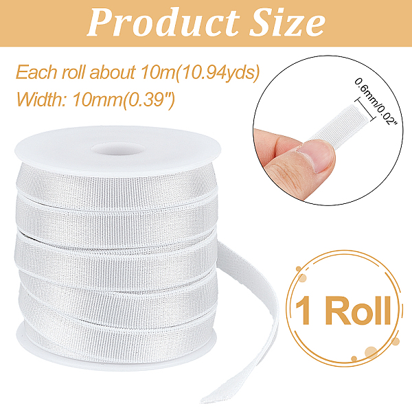 

PandaHall 10.94 Yards(10m) Bra Strap Elastic, 10mm Flat Elastic Bra Strap Polyester Elastic Band Stretchable Adjustable Cord Ribbon for DIY..., White