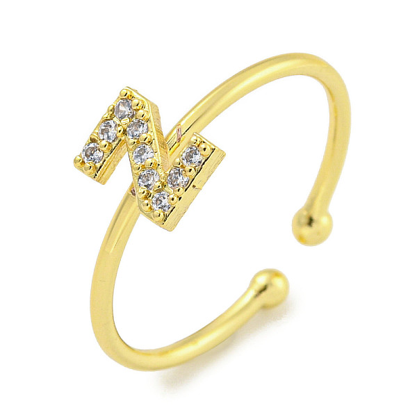 

PandaHall Rack Plating Brass Open Cuff Rings for Women, with Cubic Zirconia, Cadmium Free & Lead Free, Long-Lasting Plated, Letter, Letter Z...
