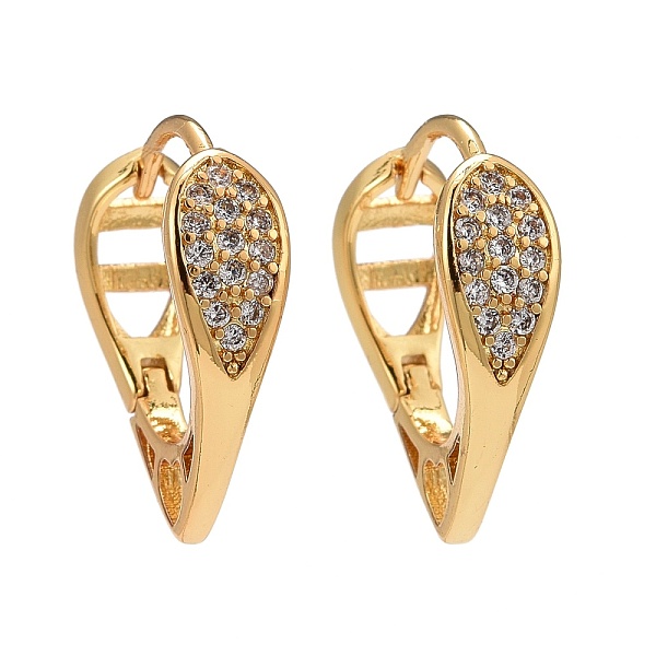 

PandaHall Teardrop Clear Cubic Zirconia Huggie Hoop Earrings, Chunky Brass Hoop Earrings for Women, Lead Free & Cadmium Free & Nickel Free...