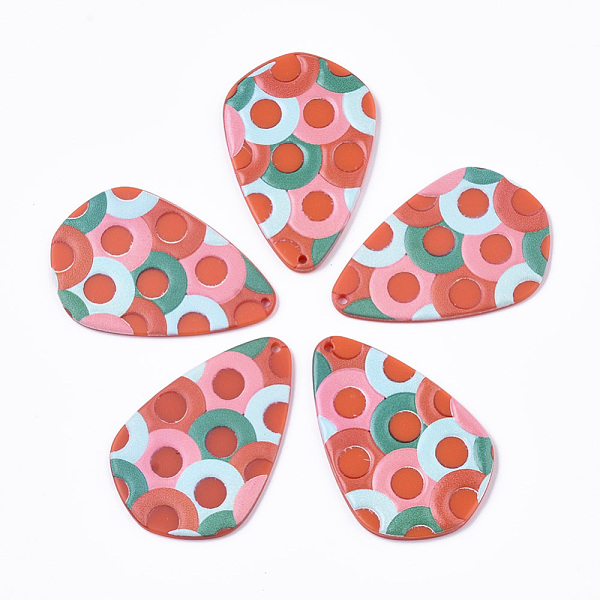 PandaHall Cellulose Acetate(Resin) Pendants, 3D Printed, Teardrop, Circle Pattern, Colorful, 42x28x2~3mm, Hole: 1.6mm Cellulose Acetate...