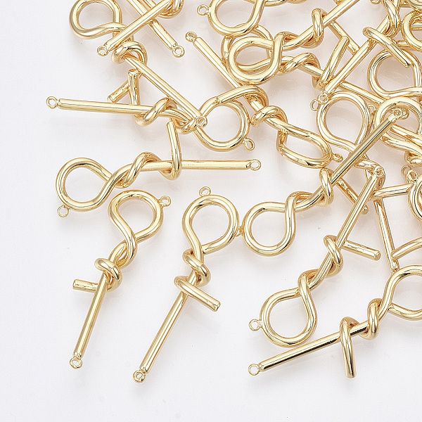 

PandaHall Brass Links, Nickel Free, Real 18K Gold Plated, 35x12~13x6mm, Hole: 1mm Brass Others