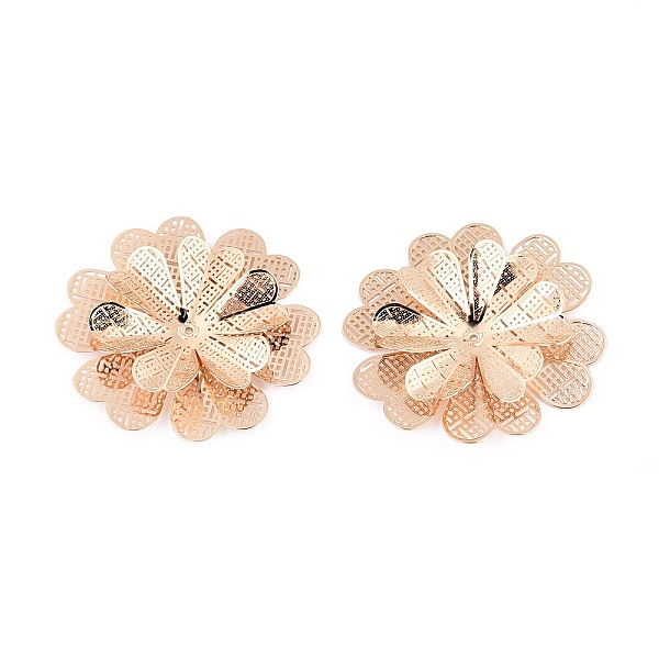 Brass Bead Caps, Flower, Light Gold, 39.5-40x41-41.5x6mm, Hole: 0.9-1mm