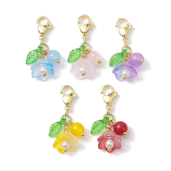 

PandaHall Flower Glass & Natural & Dyed Malaysia Jade Pendant Decortion, Lobster Claw Clasps Charms for Bag Ornaments, Golden, 30mm Malaysia..., Multicolor