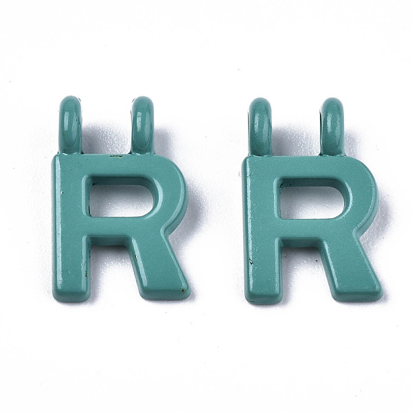 

PandaHall Spray Painted Alloy 2-Loop Link Pendants, Cadmium Free & Lead Free, Letter, Letter.R, 13.5x8.5x1.5mm, Hole: 2mm Alloy Word