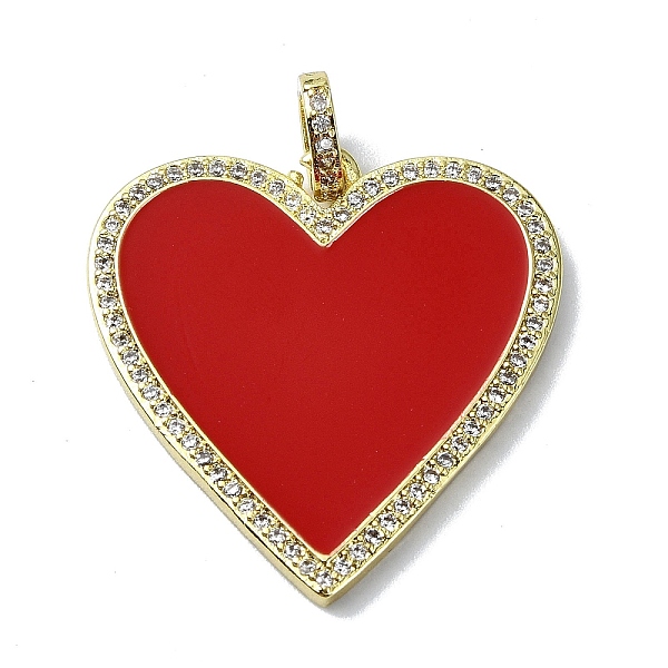 

PandaHall Rack Plating Real 18K Gold Plated Brass Micro Pave Cubic Zirconia Pendants, with Enamel, Long-Lasting Plated, Lead Free & Cadmium..., Red