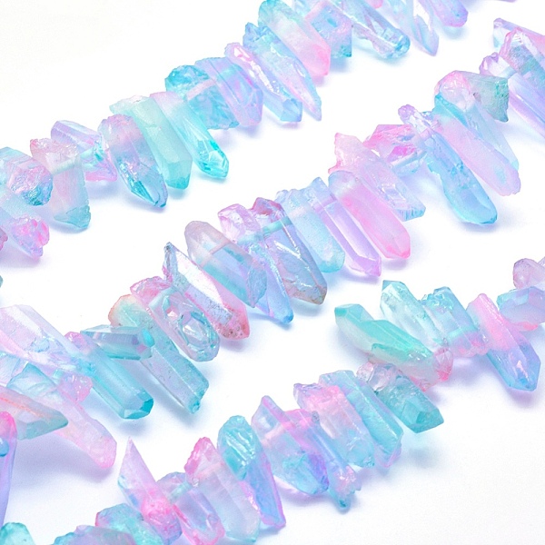 

PandaHall Electroplated Natural Quartz Crystal Beads Strands, Dyed, Nuggets, Colorful, 18~36x6~10mm, Hole: 1.5mm, about 15.7 inch(40cm)...