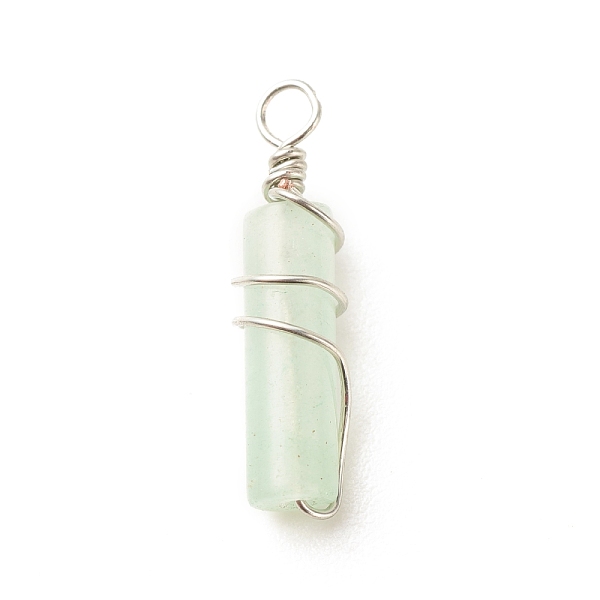 

PandaHall Natural Green Aventurine Pendants, with Platinum Plated Eco-Friendly Brass Wire Wrapped, Column, 19.5~20x5~5.5mm, Hole: 2.4~2.8mm...