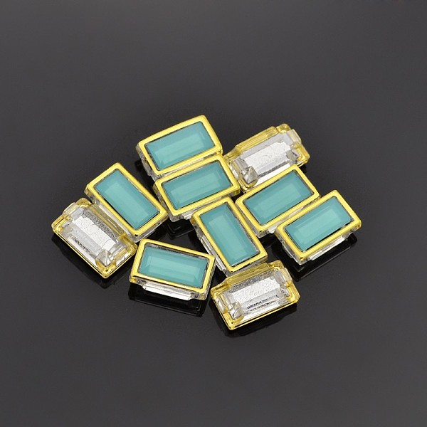 

PandaHall Sew on Taiwan Acrylic, Multi-strand Links, Garment Accessories, Rectangle,Medium Aquamarine,Golden,12x7x5mm, Hole: 0.5mm Acrylic..., Green