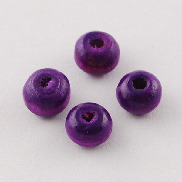 

PandaHall Natural Wood Beads, Round, Dyed, Purple, 9x10mm, Hole: 3.5mm, about 3000pcs/1000g Wood Round Purple