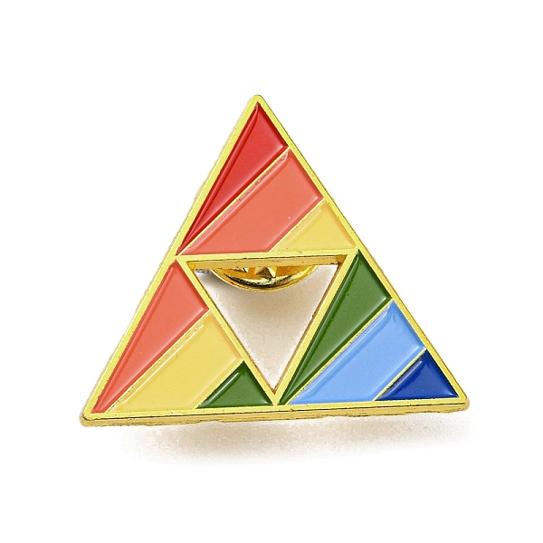 

PandaHall Golden Alloy Brooch, Enamel Pins, Flat Rainbow Pyramid, Colorful, 26.5x30.5x1.5mm Alloy+Enamel Pyramid