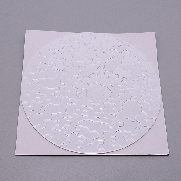 

PandaHall 48 Pcs Paper Heat Press Thermal Transfer Crafts Puzzle, Flat Round, White, 24~39x25~44x1.5mm Paper White