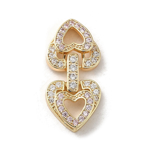 

PandaHall Brass Micro Pave Cubic Zirconia Fold Over Clasps, Heart, Real 18K Gold Plated, Lavender, 29x14x4.5mm Brass+Cubic Zirconia Purple