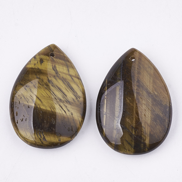 

PandaHall Natural Tiger Eye Pendants, teardrop, 34~35.5x24~25x9mm, Hole: 1mm Tiger Eye Teardrop