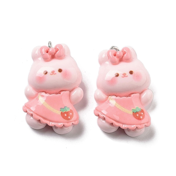 

PandaHall Opaque Resin Pendants, Cartoon Charms, Rabbit, 27.5x17x8.5mm, Hole: 2mm Resin Rabbit Pink