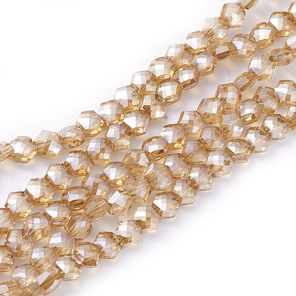 

PandaHall Electroplate Glass Beads Strands, Pearl Luster Plated, Faceted, Hexagon, Orange, 5x6x4mm, Hole: 1.2mm, about 99pcs/strand, 19.2...