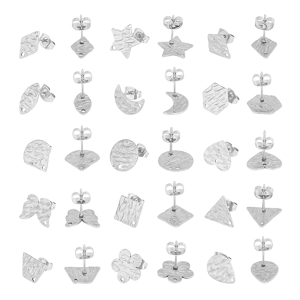 

PandaHall UNICRAFTALE 30Pcs 15 Style Textured Stud Earring 304 Stainless Steel Hexagon Stud Earring Posts Hypoallergenic Star Moon DIY...