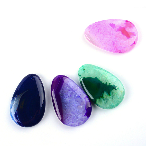 

PandaHall Natural Agate Big Pendants, Dyed, teardrop, Mixed Color, 54~55x34.5~36x8~9mm, Hole: 2mm Natural Agate Teardrop Multicolor