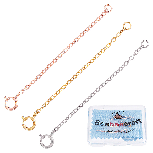 

PandaHall Beebeecraft 3Pcs 3 Style 925 Sterling Silver Chain Extender, Cable Chains with Spring Ring Clasps for End Chains, Mixed Color...