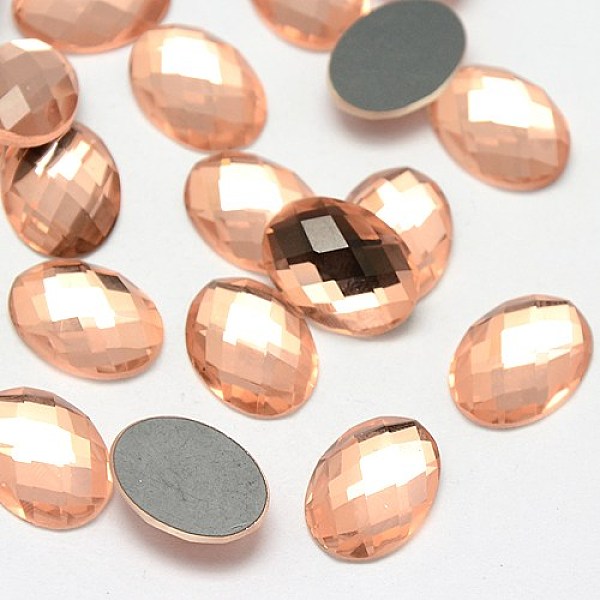 

PandaHall Faceted Glass Oval Cabochons, Pink, 18x13x3~5mm Glass Rhinestone Oval Pink