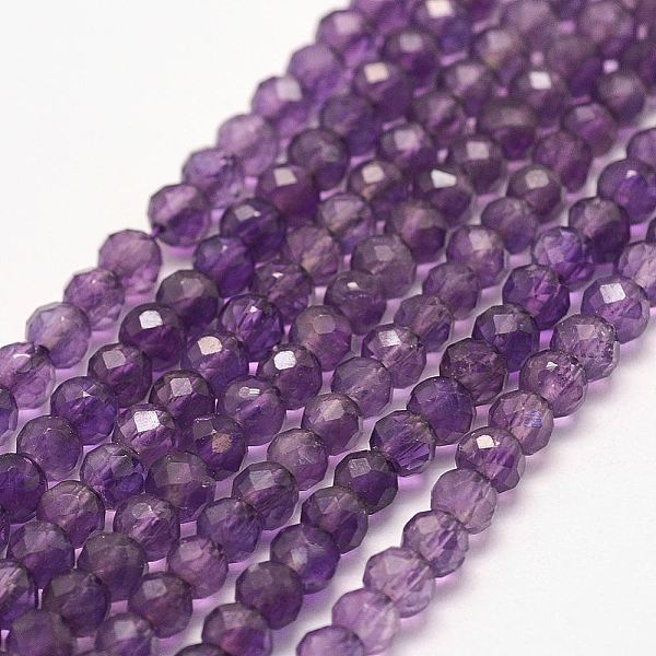 

PandaHall Natural Amethyst Bead Strands, Faceted, Rondelle, 4x3mm, Hole: 1mm, about 102pcs/strand, 15.7 inch Amethyst Rondelle