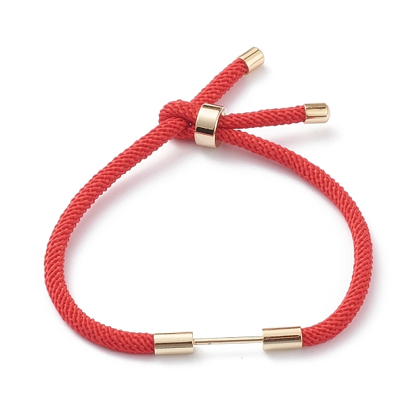 

PandaHall Braided Nylon Cord Bracelet Making, with Brass Findings, Red, 9-1/2 inch(24cm), Link: 30x4mm Nylon Red