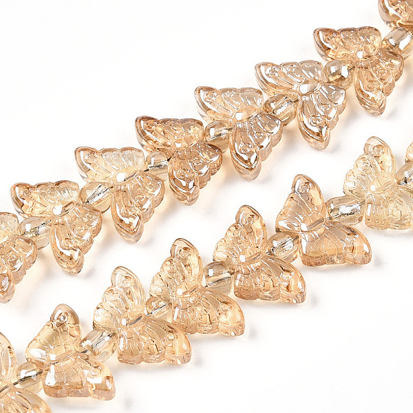 

PandaHall Electroplate Glass Beads Strands, Butterfly, Moccasin, 7.5~8x14.5~15x4mm, Hole: 0.8mm, about 66~69pcs/strand, 23.23~24.41 inch..., Orange
