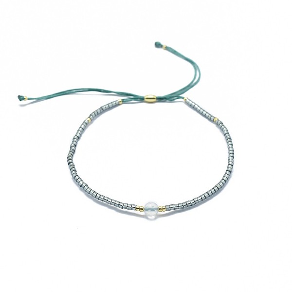 

PandaHall Adjustable Natural Agate Braided Bead Bracelets, with Nylon Cord and Seed Beads/Heishi Beads, 4.3~7.95cm, 1.5mm Natural Agate Cyan