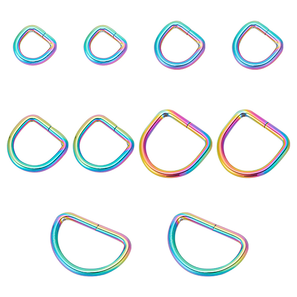 

PandaHall WADORN 10Pcs 5 Styles Zinc Alloy Buckles, D Rings,, for Strap Leathercraft Bag Belt, Rainbow Color, 21~40x20~27x4mm, 2pcs/style...