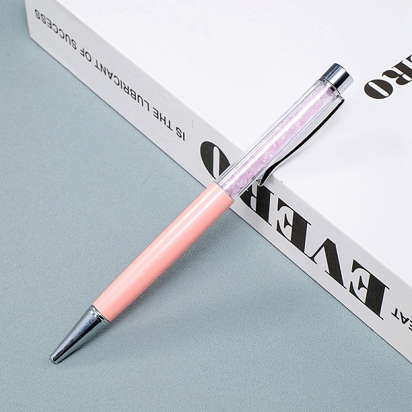 

PandaHall Natural Rose Quartz Chip on Top Ball-Point Pens, Aluminium Alloy Ball-Point Pen, 140mm Rose Quartz Pen Pink