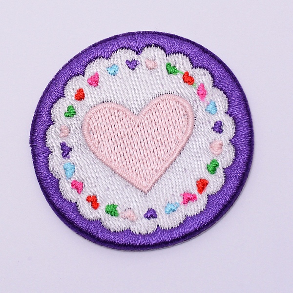 

PandaHall Computerized Embroidery Cloth Iron on/Sew on Patches, Costume Accessories, Appliques, Flat Round with Heart, Colorful, 49x1.5mm...